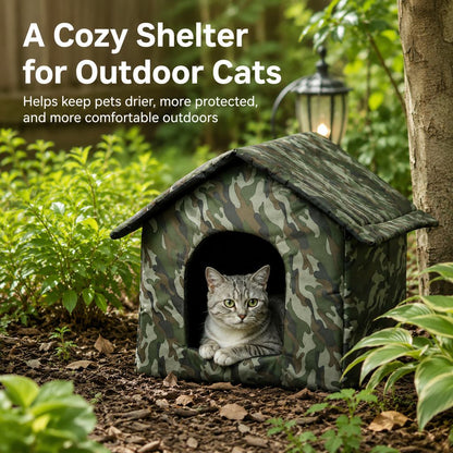 Ortekor Weather-Resistant Outdoor Cat House for Porches & Backyards - Cozy Shelter for Cats & Small Dogs