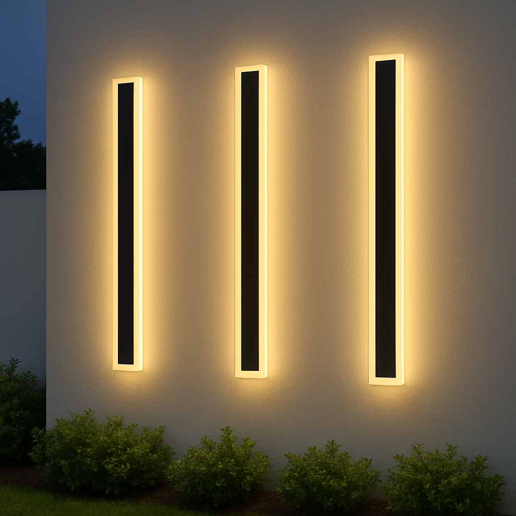 Linear Outdoor Wall Light – Warm White LED Iron Sconce for Facade & Pathway – Modern Weatherproof Fixture in 5 Sizes