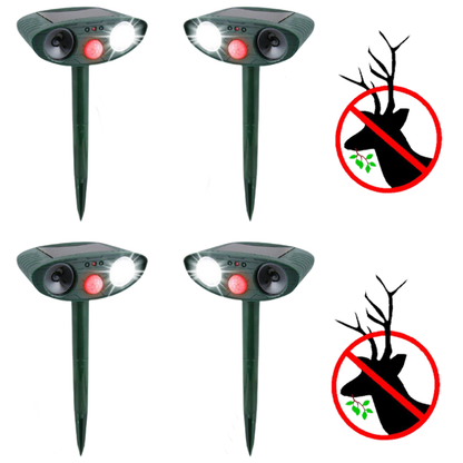 Motion-Activated Animal Deterrent with Solar Panel for Yard Protection | Ultrasonic Pest Control Device for Deer Dogs Raccoons