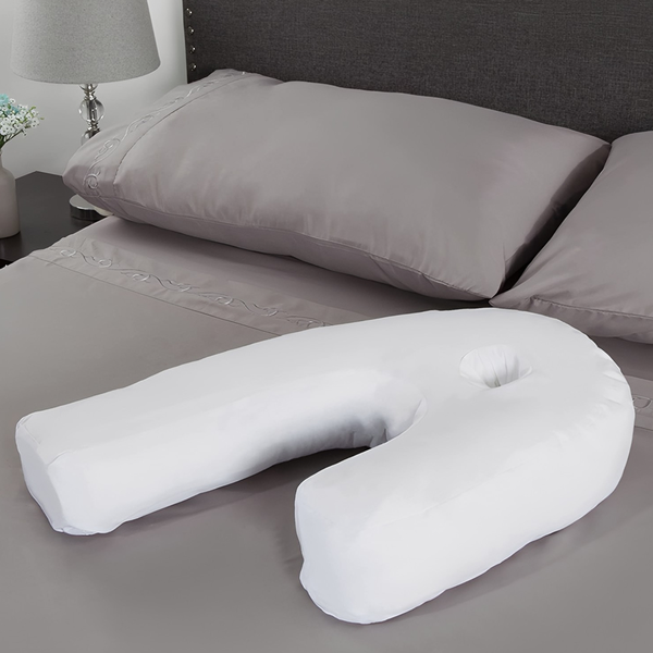 Contour Sleep Pillow for Side Sleepers with Ear Relief Cutout – Spine-Aligning Memory Support for Pain-Free Rest, Washable Cover, 21×16 in