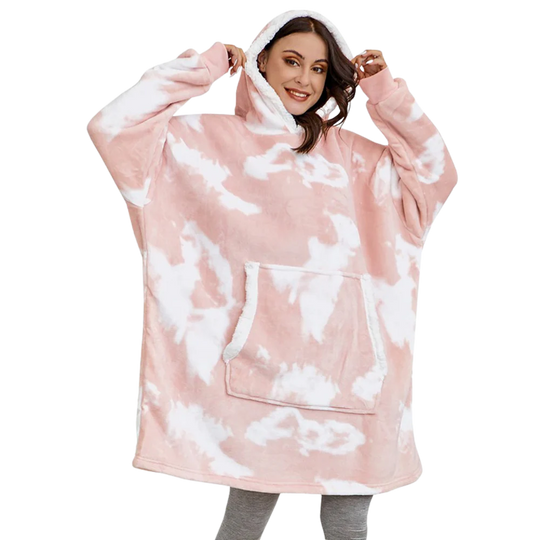 Oversized Wearable Throw with Hood & Front Pocket for Couch Lounging, Streaming & Staying Warm Indoors or Outdoors