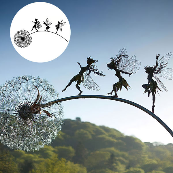 Metal Fairy Garden Stakes for Outdoor & Indoor Yard Decoration | Weather-Resistant Silhouette Art | Set of Whimsical Lawn Ornaments for