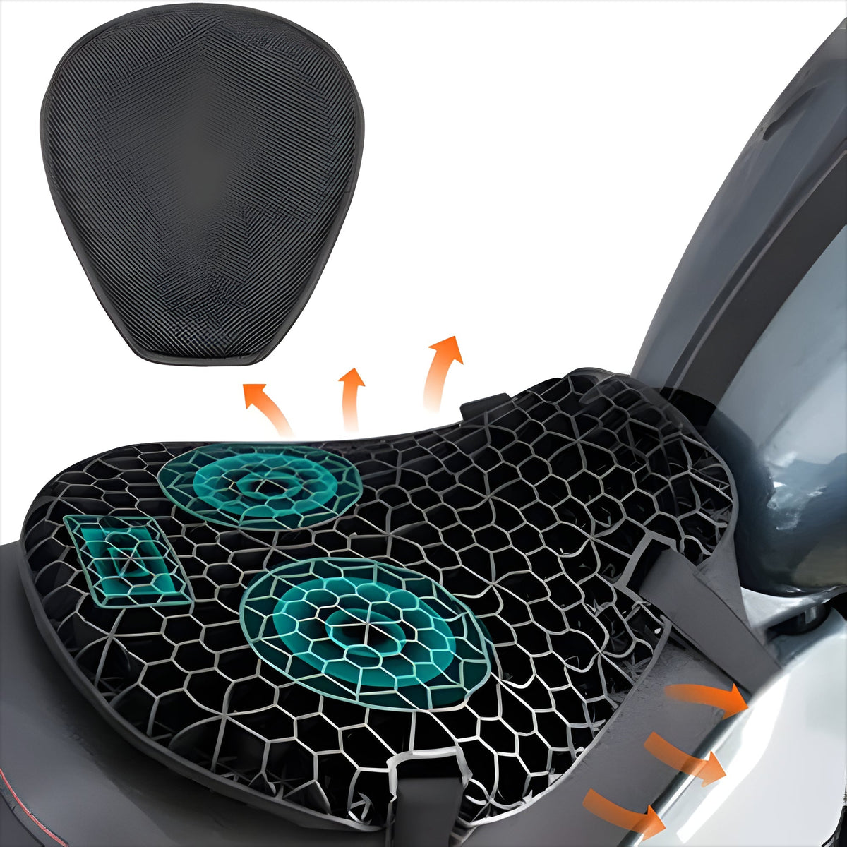 Gel Motorcycle Seat Cushion with Shock Absorption for Long Rides – Breathable Honeycomb Design, Non-Slip Bottom, Universal Fit for Touring