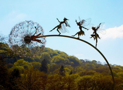 Metal Fairy Garden Stakes with Dandelions – Whimsical Outdoor Lawn Ornament for Flower Beds & Yards