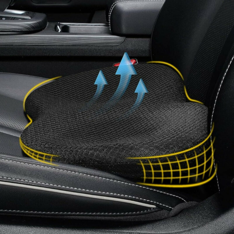Memory Foam Driver Booster Seat Pad 3.5 Inch Elevation Cushion for Shorter Drivers Enhanced Visibility Lumbar Support Black Beige Brown Red