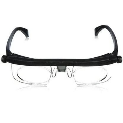 Dial-Adjustable Reading Glasses with Variable Focus Lenses for Near and Far Vision Clarity