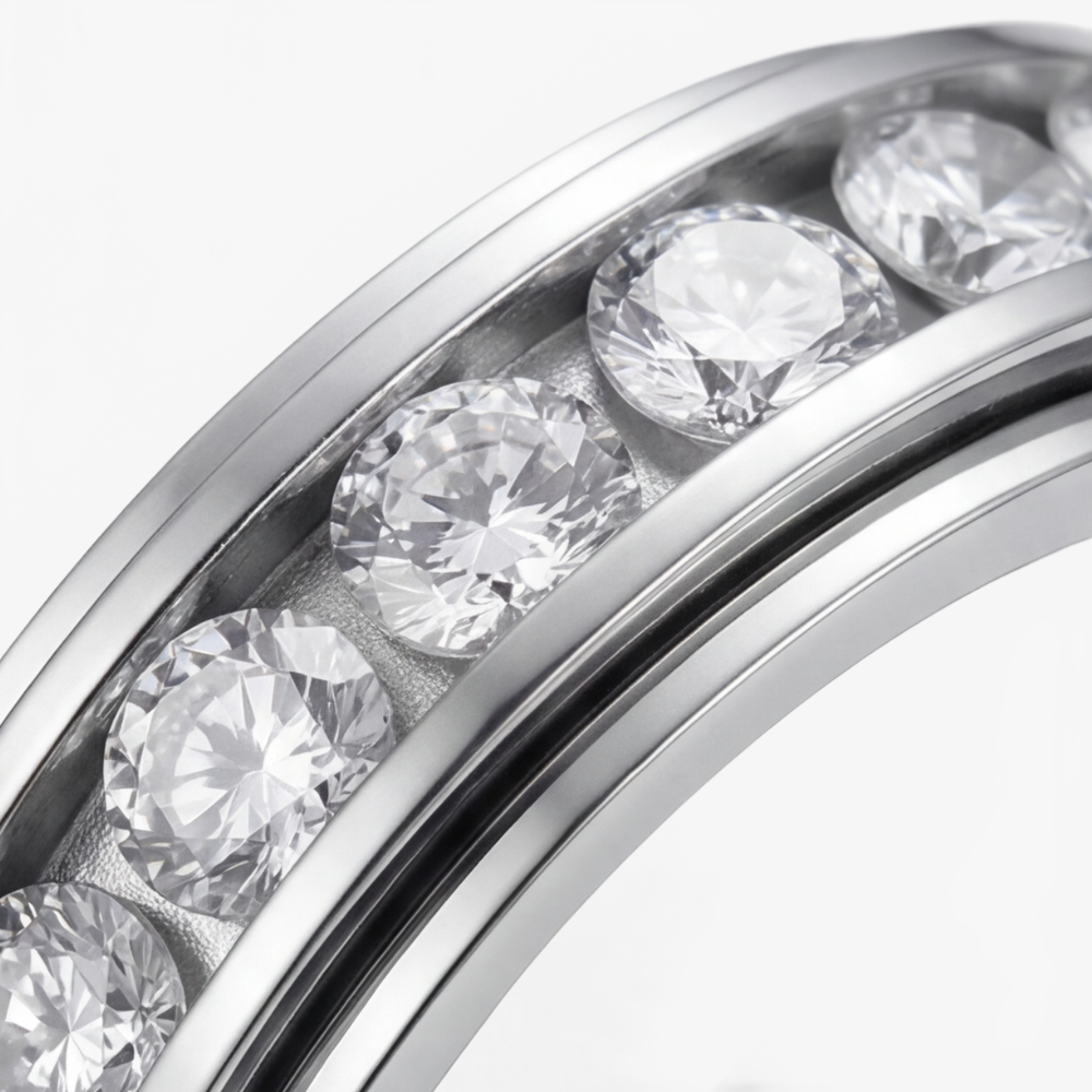 Titanium Steel Spinner Ring with Zirconia Stones for Anxiety Relief & Everyday Wear | Hypoallergenic Fidget Ring for Women & Men