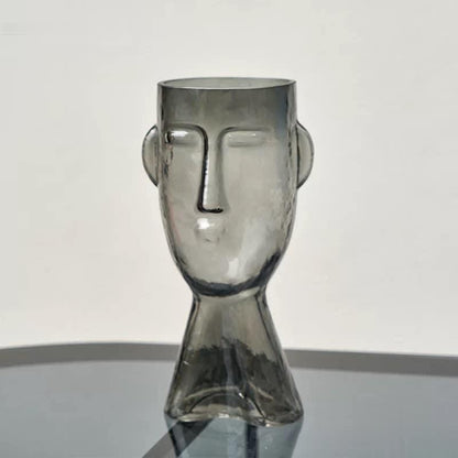 Artistic Face Handblown Glass Vase