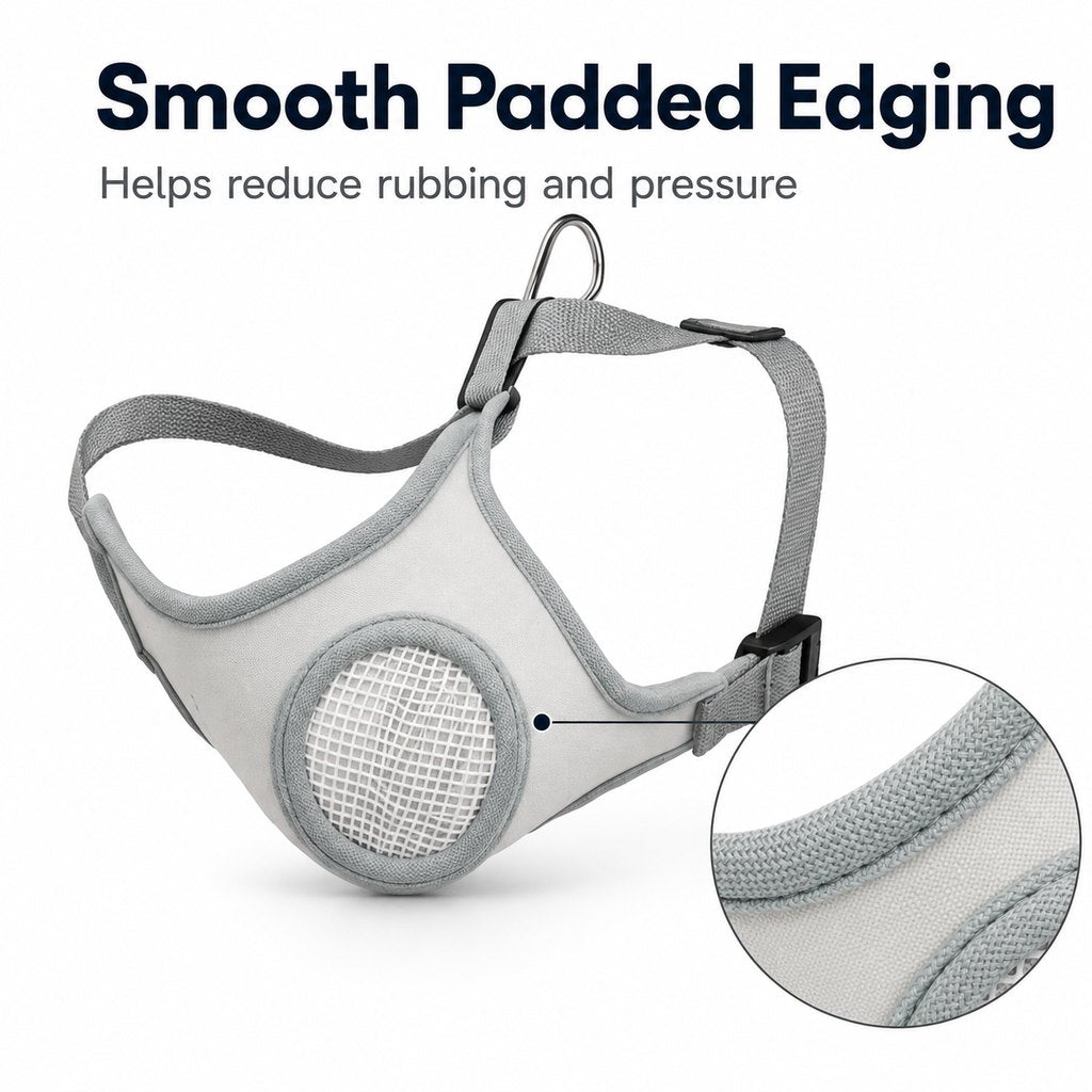 Ortekor Breathable Dog Muzzle for Walks, Grooming & Vet Visits - Soft Adjustable Mesh Muzzle to Help Reduce Biting, Chewing & Barking