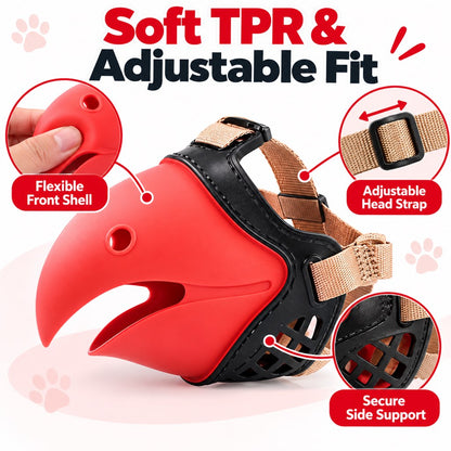 Ortekor Adjustable Parrot Beak Dog Muzzle for Walks & Training - Helps Reduce Scavenging & Biting