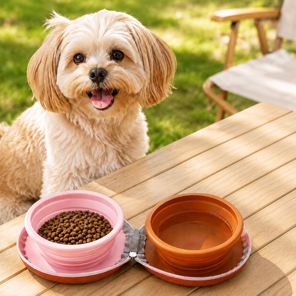Ortekor 2-in-1 Collapsible Pet Travel Bowl for Walks, Parks & Road Trips - Feed and Hydrate Small Dogs or Cats Anywhere
