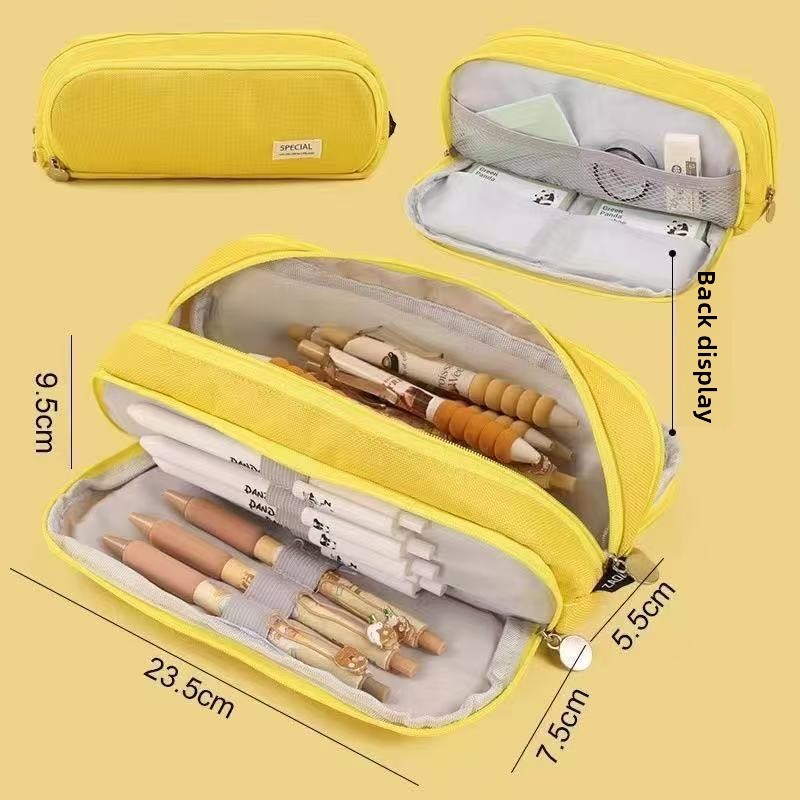 Kids Pencil Organizer with Elastic Straps & 180° Opening – Holds 40 Pens, Markers & School Supplies
