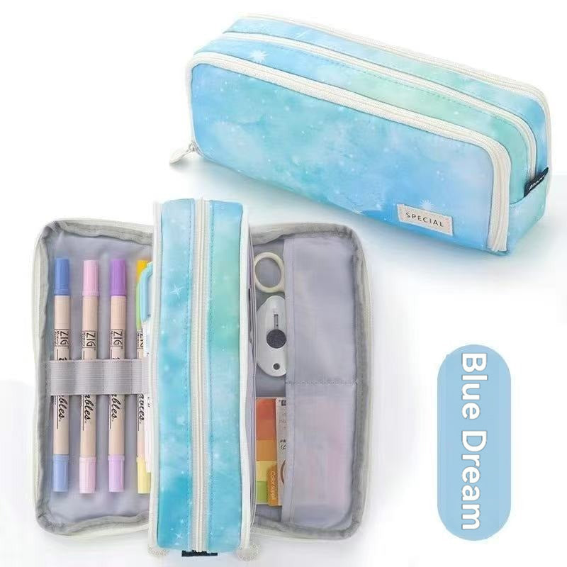 Kids Pencil Organizer with Elastic Straps & 180° Opening – Holds 40 Pens, Markers & School Supplies