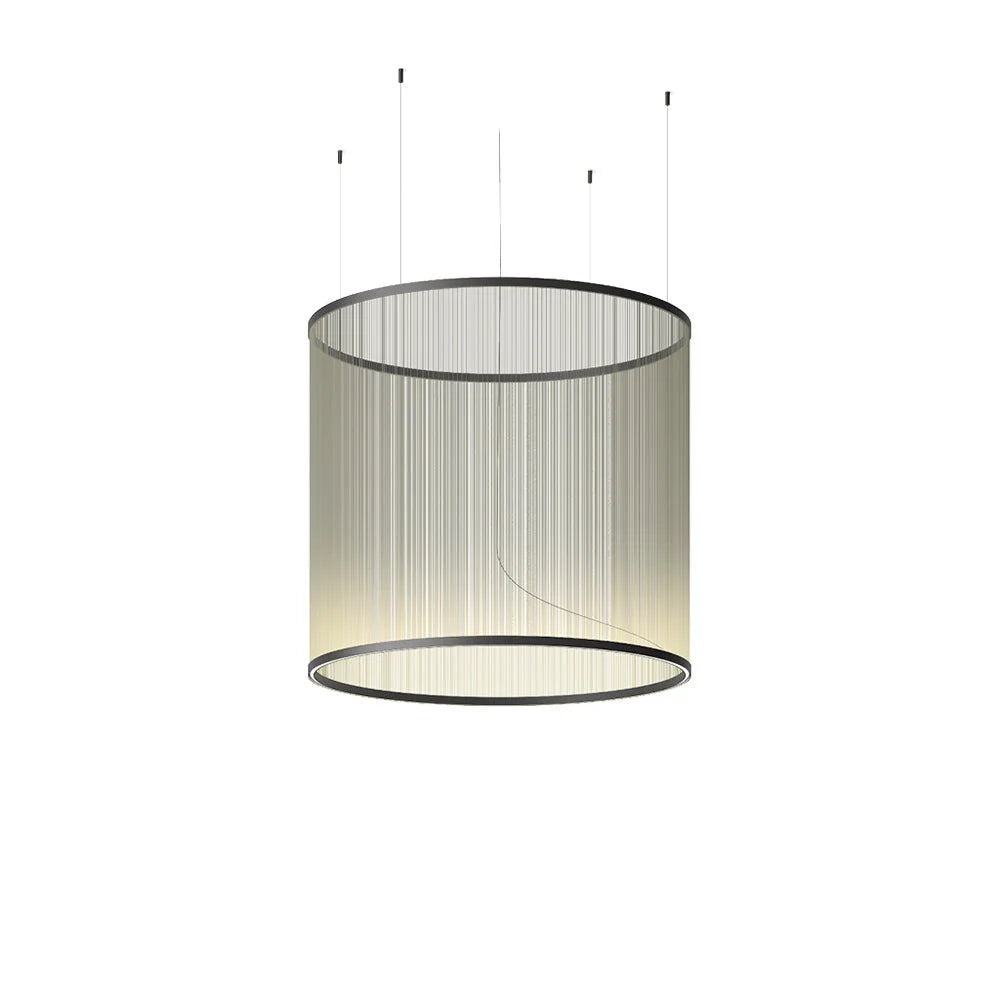 Layered Fabric Shade Chandelier with Integrated LED for Dining Rooms, Kitchen Islands & High Ceilings | Modern Multi-Drop Adjustable Cable P