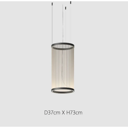 Layered Fabric Shade Chandelier with Integrated LED for Dining Rooms, Kitchen Islands & High Ceilings | Modern Multi-Drop Adjustable Cable P