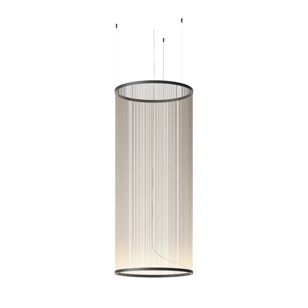 Layered Fabric Shade Chandelier with Integrated LED for Dining Rooms, Kitchen Islands & High Ceilings | Modern Multi-Drop Adjustable Cable P