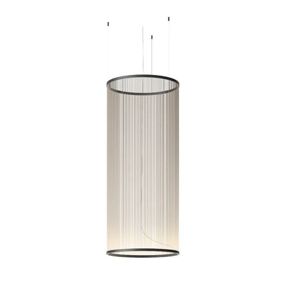Layered Fabric Shade Chandelier with Integrated LED for Dining Rooms, Kitchen Islands & High Ceilings | Modern Multi-Drop Adjustable Cable P