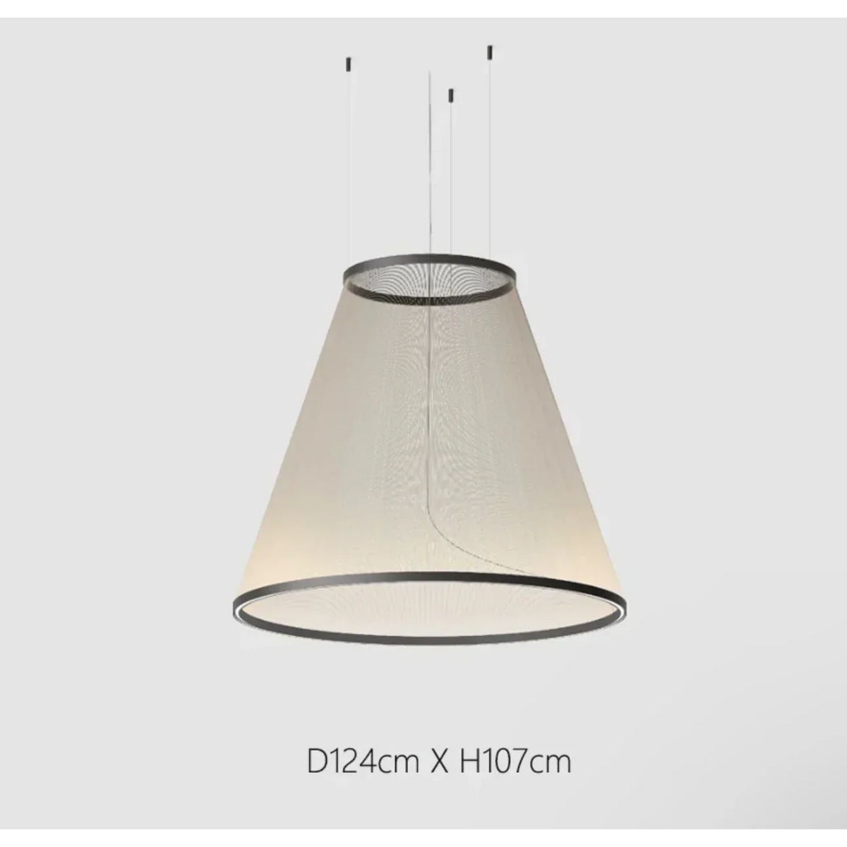 Layered Fabric Shade Chandelier with Integrated LED for Dining Rooms, Kitchen Islands & High Ceilings | Modern Multi-Drop Adjustable Cable P