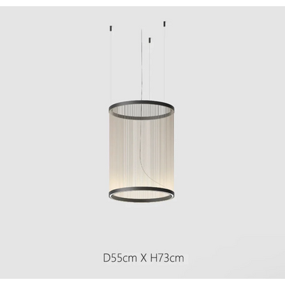 Layered Fabric Shade Chandelier with Integrated LED for Dining Rooms, Kitchen Islands & High Ceilings | Modern Multi-Drop Adjustable Cable P