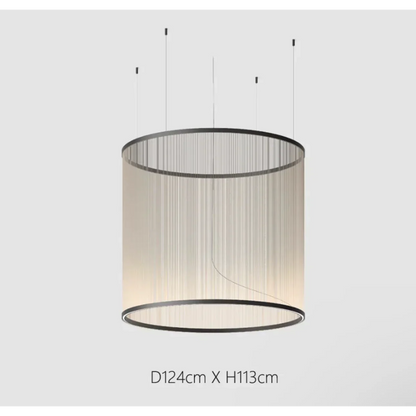 Layered Fabric Shade Chandelier with Integrated LED for Dining Rooms, Kitchen Islands & High Ceilings | Modern Multi-Drop Adjustable Cable P