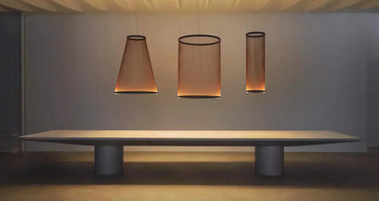 Layered Fabric Shade Chandelier with Integrated LED for Dining Rooms, Kitchen Islands & High Ceilings | Modern Multi-Drop Adjustable Cable P