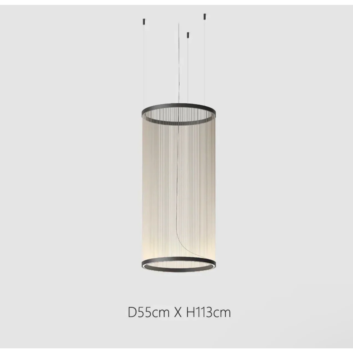 Layered Fabric Shade Chandelier with Integrated LED for Dining Rooms, Kitchen Islands & High Ceilings | Modern Multi-Drop Adjustable Cable P