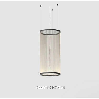 Layered Fabric Shade Chandelier with Integrated LED for Dining Rooms, Kitchen Islands & High Ceilings | Modern Multi-Drop Adjustable Cable P