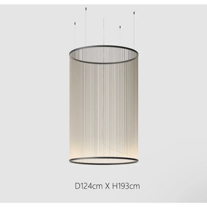 Layered Fabric Shade Chandelier with Integrated LED for Dining Rooms, Kitchen Islands & High Ceilings | Modern Multi-Drop Adjustable Cable P