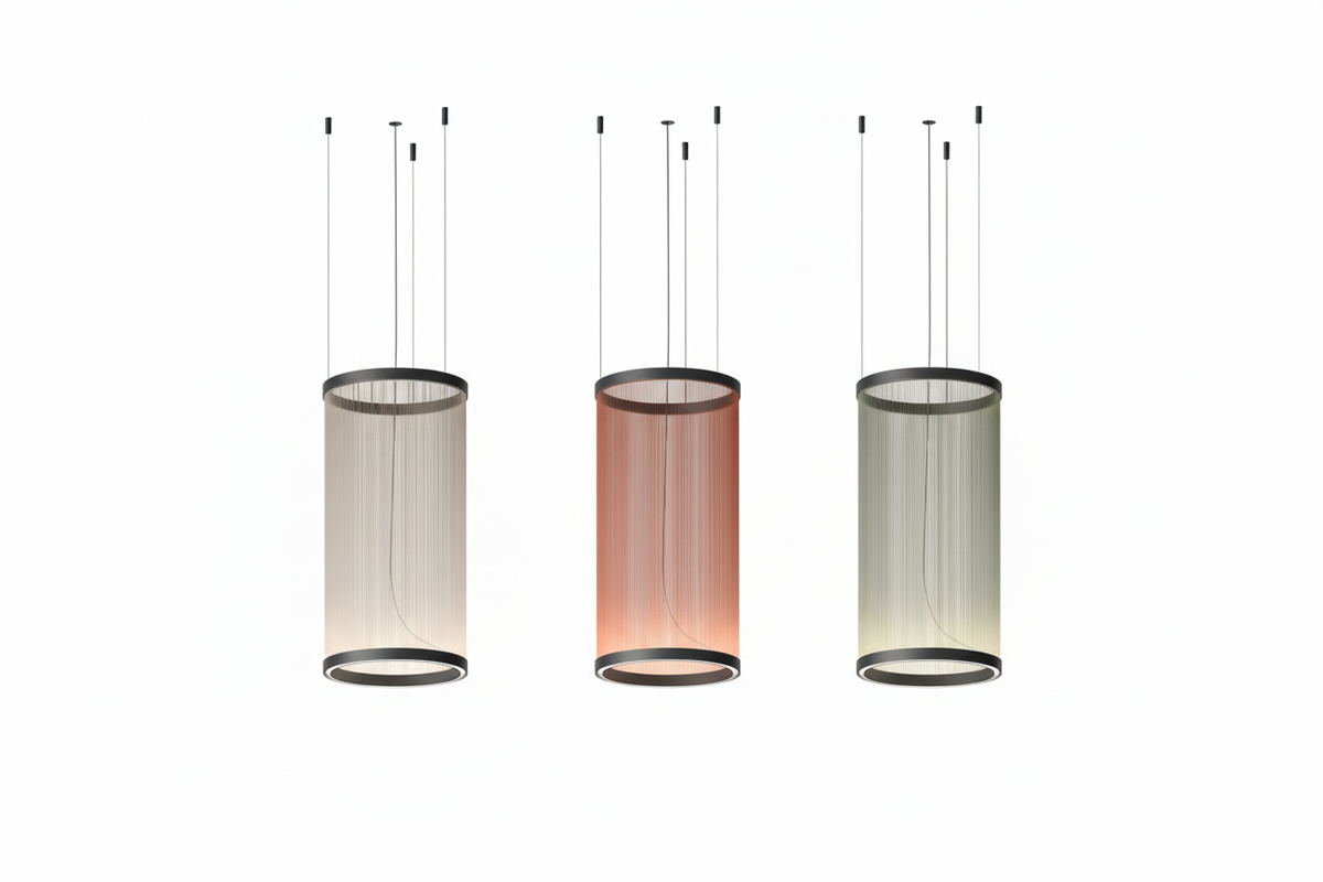 Layered Fabric Shade Chandelier with Integrated LED for Dining Rooms, Kitchen Islands & High Ceilings | Modern Multi-Drop Adjustable Cable P
