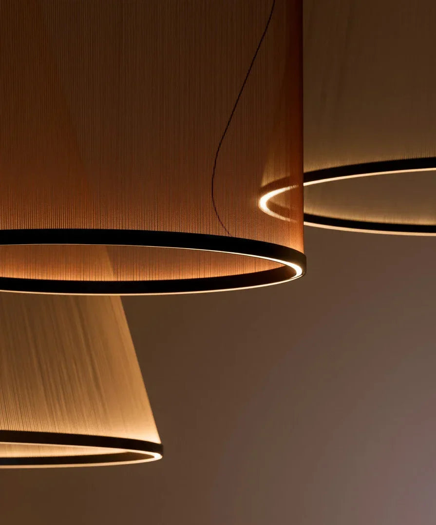 Clustered Drop Lights with Fabric Shades for Kitchen Islands & Dining Tables – Adjustable Cable Heights, Integrated LED, Warm or Cool White