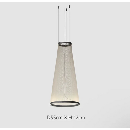 Layered Fabric Shade Chandelier with Integrated LED for Dining Rooms, Kitchen Islands & High Ceilings | Modern Multi-Drop Adjustable Cable P