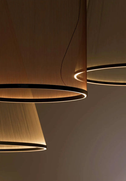 Layered Fabric Shade Chandelier with Integrated LED for Dining Rooms, Kitchen Islands & High Ceilings | Modern Multi-Drop Adjustable Cable P