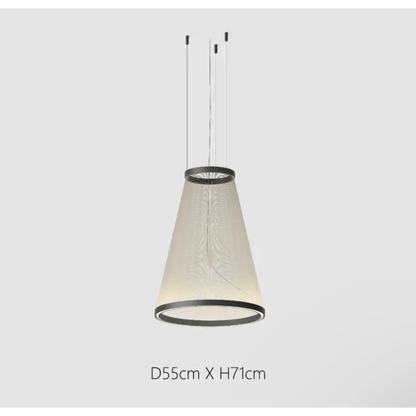 Layered Fabric Shade Chandelier with Integrated LED for Dining Rooms, Kitchen Islands & High Ceilings | Modern Multi-Drop Adjustable Cable P