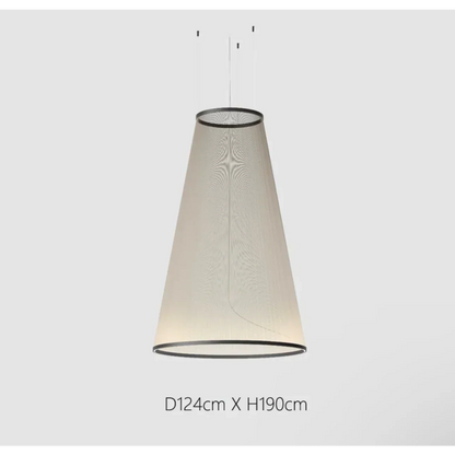 Layered Fabric Shade Chandelier with Integrated LED for Dining Rooms, Kitchen Islands & High Ceilings | Modern Multi-Drop Adjustable Cable P