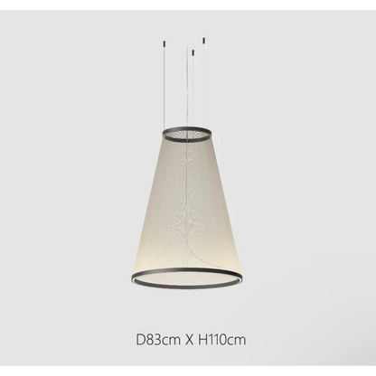 Layered Fabric Shade Chandelier with Integrated LED for Dining Rooms, Kitchen Islands & High Ceilings | Modern Multi-Drop Adjustable Cable P