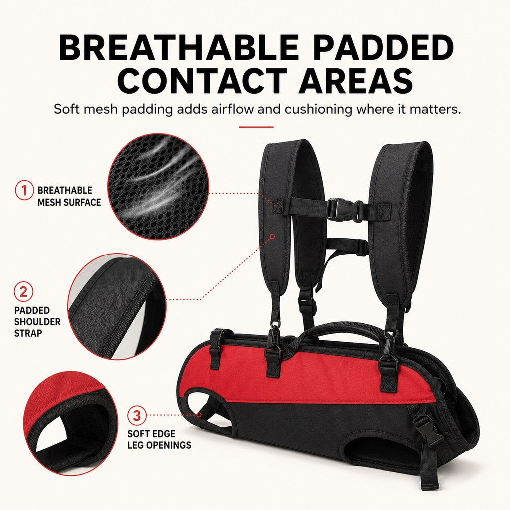 Ortekor Hands-Free Dog Carrier Harness Backpack for Walks, Hiking & Travel — Carry Tired Small & Medium Dogs Comfortably