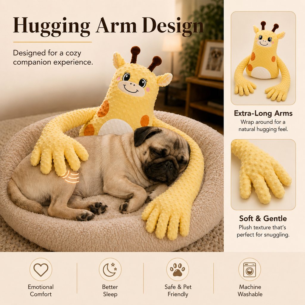 Ortekor Remote-Controlled Pet Calming Plush Companion with Heated Paws – 3 Comfort Modes & 30-Min Auto Shut-Off for Dogs and Cats, Cozy Bedtime Companion