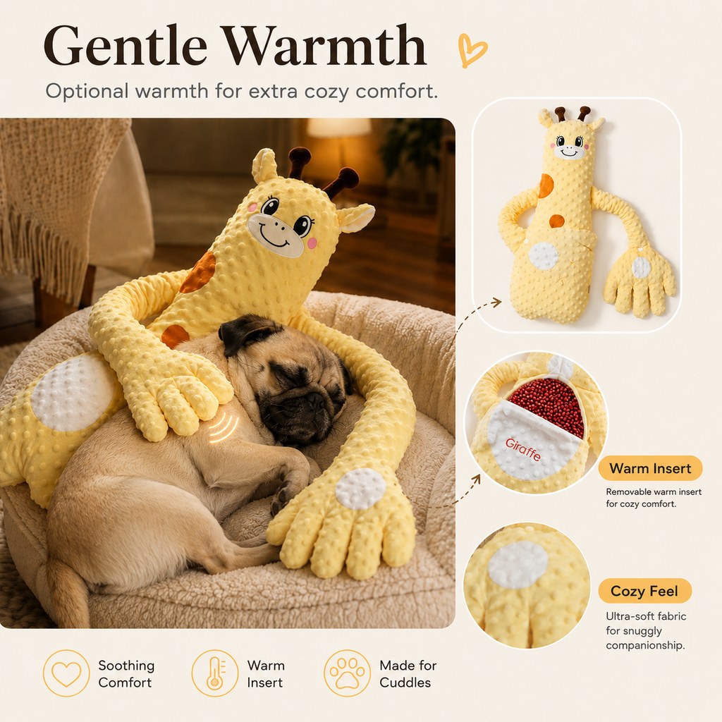 Ortekor Remote-Controlled Pet Calming Plush Companion with Heated Paws – 3 Comfort Modes & 30-Min Auto Shut-Off for Dogs and Cats, Cozy Bedtime Companion