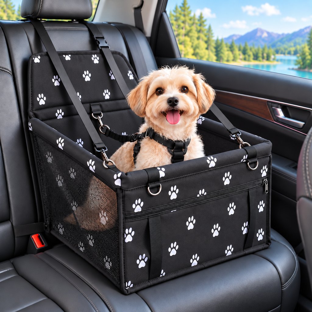 Ortekor Pet Car Booster Seat for Small Dogs and Cats - Stable Travel Seat to Reduce Roaming in Front and Rear Seats