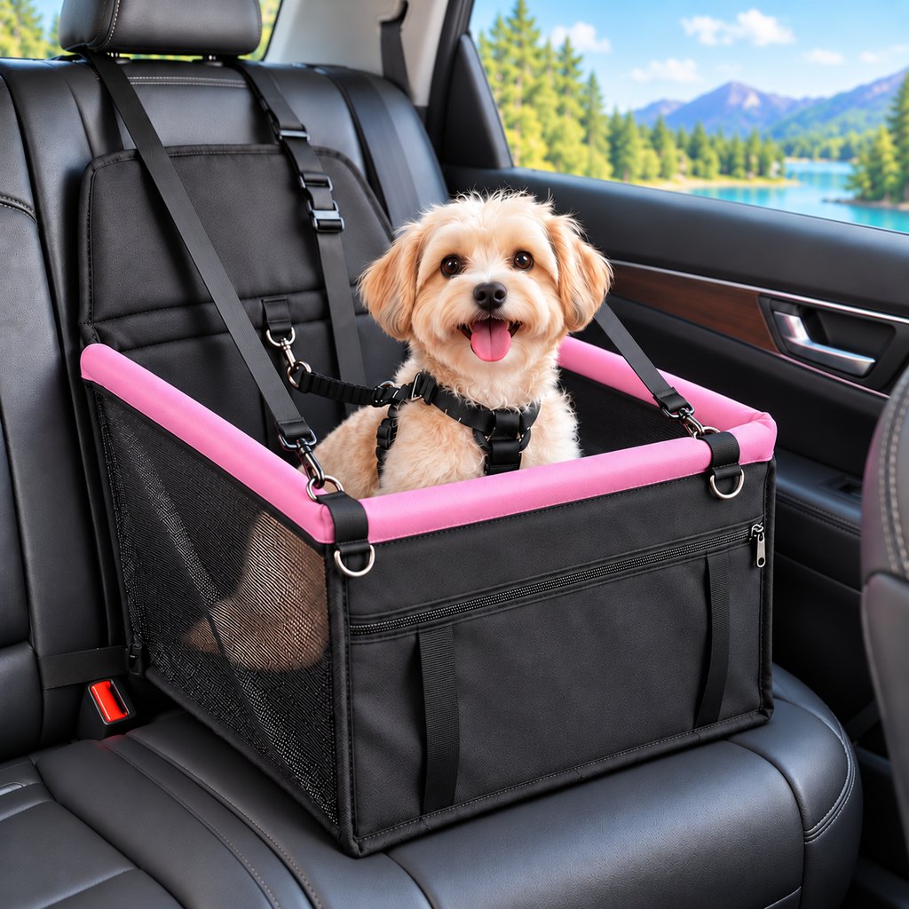 Ortekor Pet Car Booster Seat for Small Dogs and Cats - Stable Travel Seat to Reduce Roaming in Front and Rear Seats