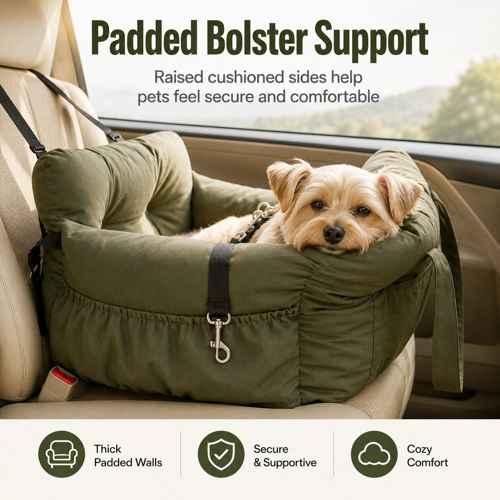 Ortekor Pet Car Seat Sofa for Road Trips - Cozy Travel Bed for Calmer, More Secure Rides