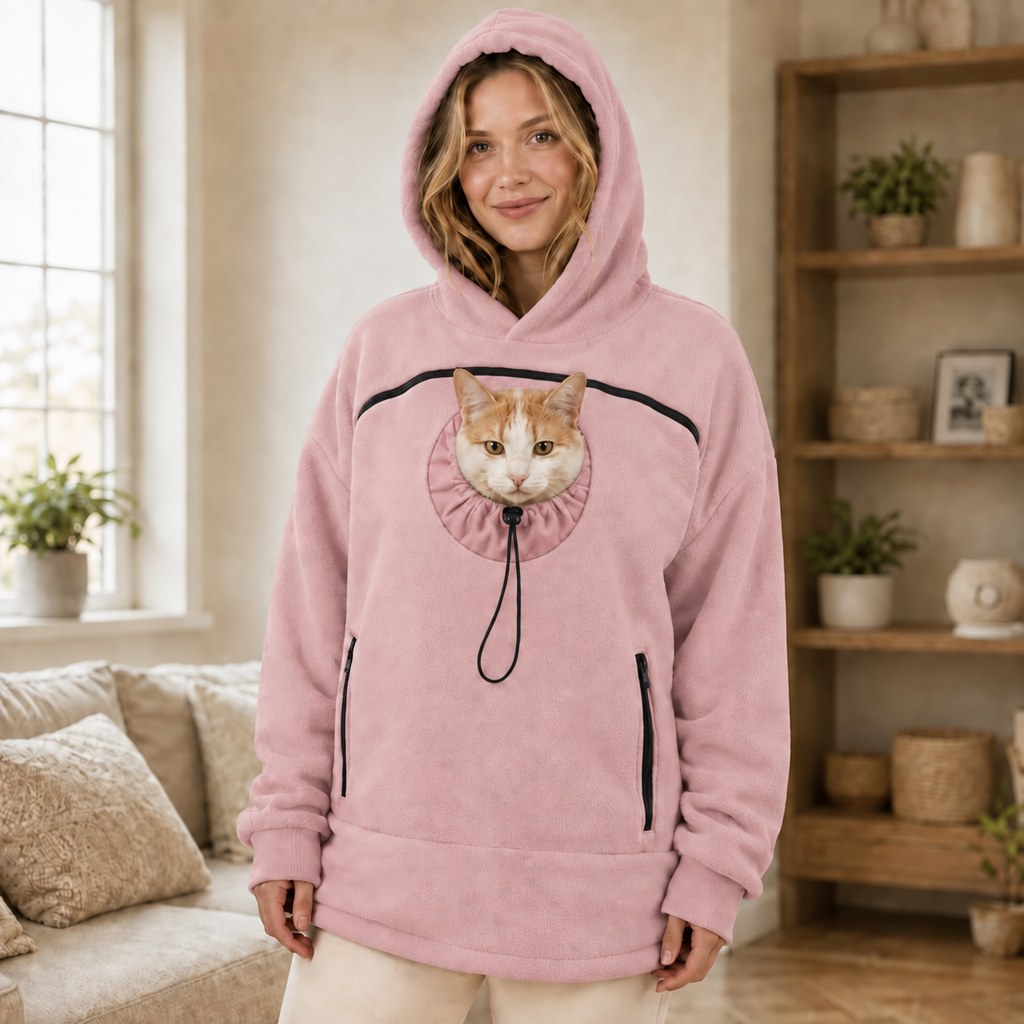 Ortekor Hands-Free Pet Carrier Hoodie – Cozy Front Pouch for Cats & Small Dogs at Home & Everyday Outings