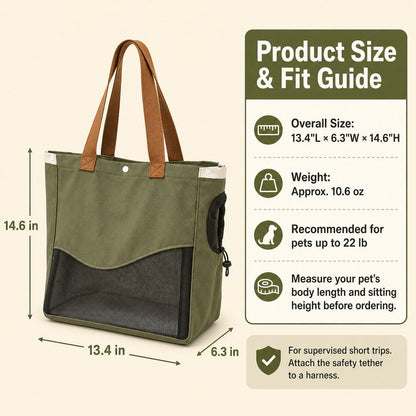 Ortekor Pet Carrier Tote Bag for Cats & Small Dogs - Breathable Shoulder Bag for Walks, Vet Visits & Errands