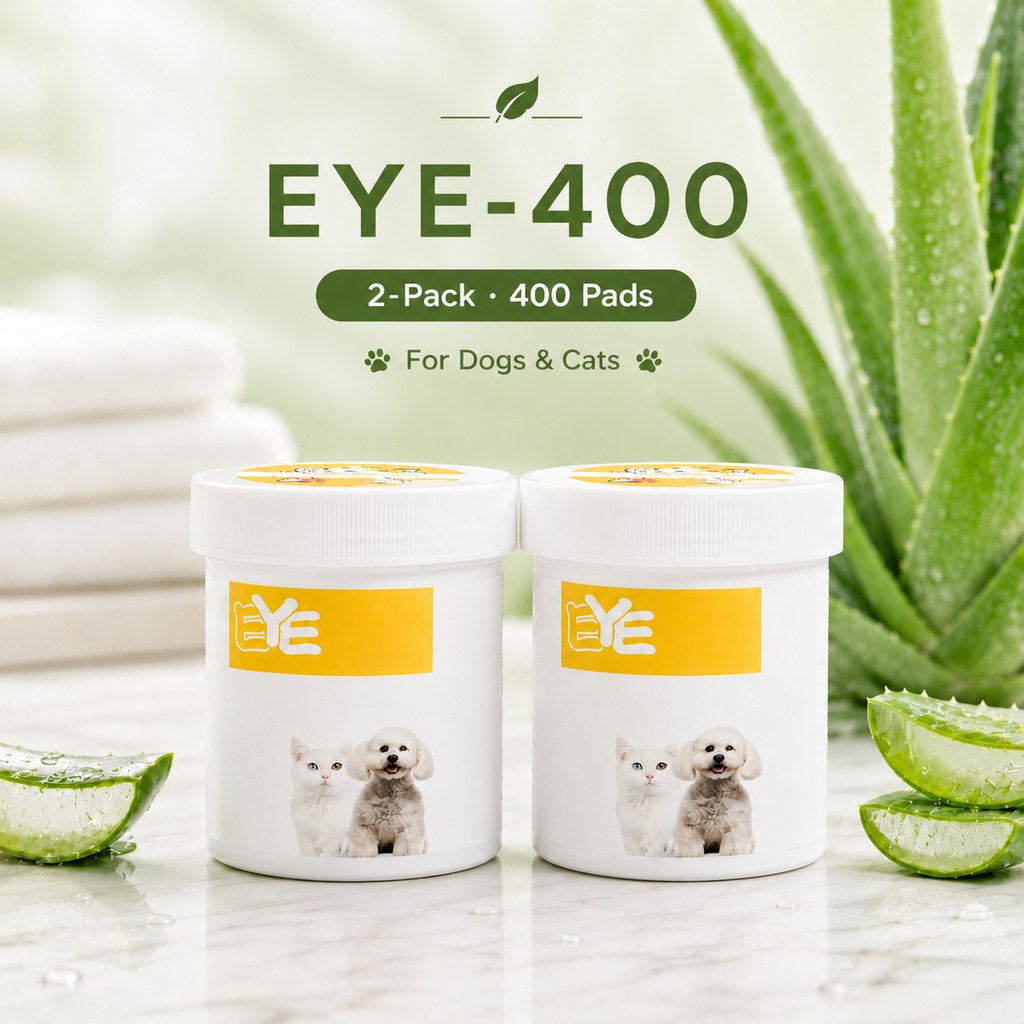 Ortekor Pet Eye & Ear Wipes for Daily Grooming - Gentle Pads for Tear Stains, Eye Goop, Outer Ear Wax & Dirt