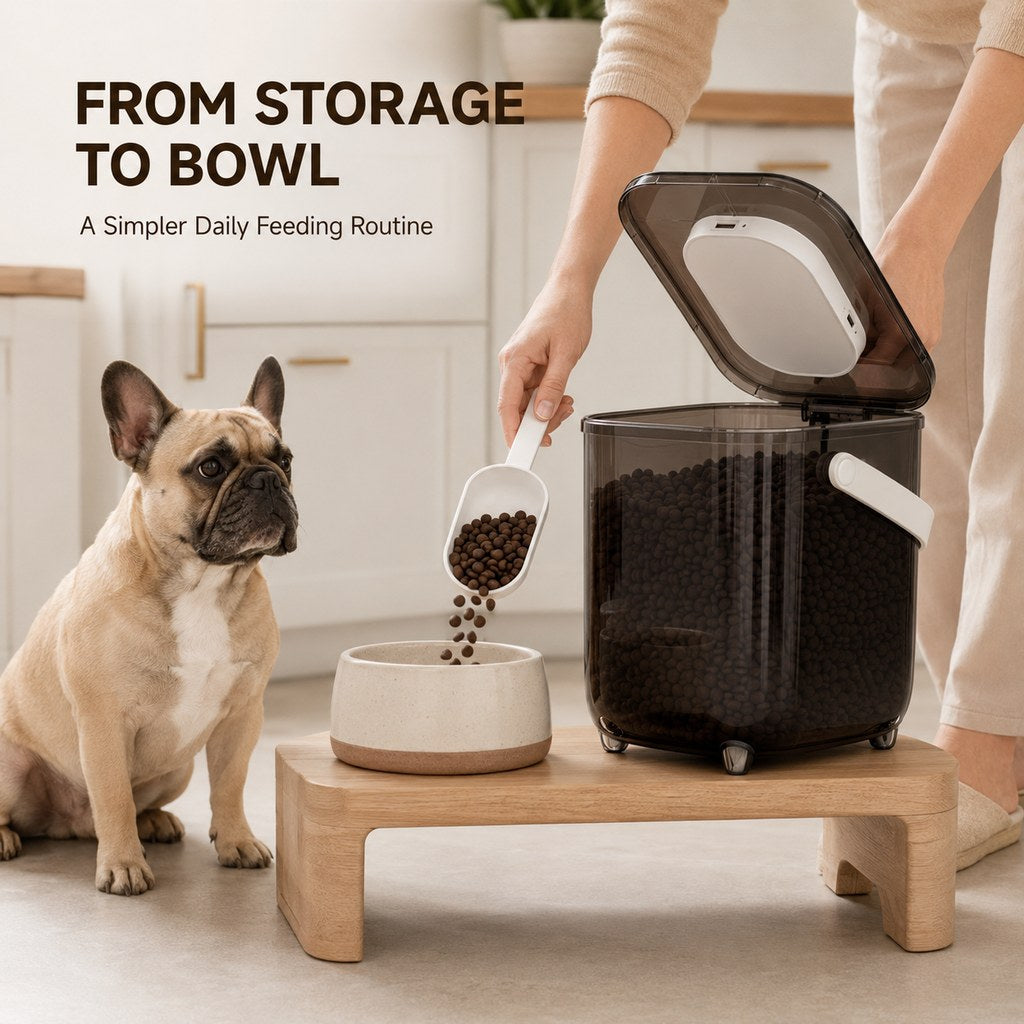 Ortekor 10L Automatic Vacuum Pet Food Storage Container for Pantry & Feeding Stations - Helps Reduce Air Exposure Between Meals