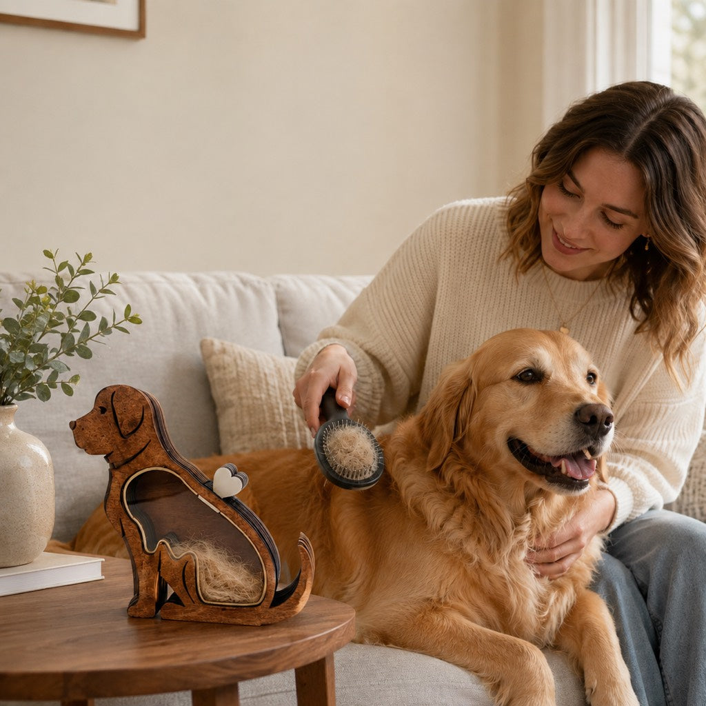 Ortekor Wooden Pet Fur Keepsake Box for Grooming Memories & Pet Loss - Display Their Fur Instead of Hiding It Away