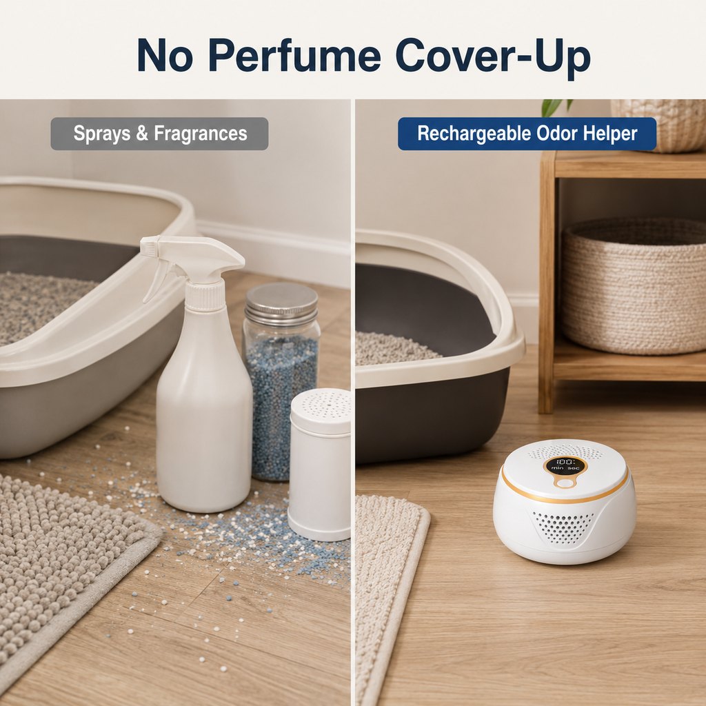 Ortekor Rechargeable Ozone Pet Odor Deodorizer for Litter Box & Empty Crate Areas – USB-C Odor Treatment Device for Unoccupied Small Spaces