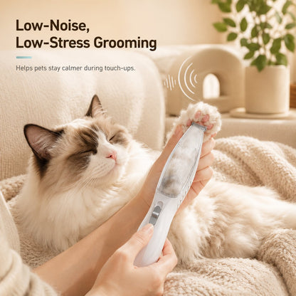 Ortekor Pet Paw Trimmer with Built-In Vacuum for Cats & Dogs - Low-Noise Detail Groomer for Paws, Ears & Loose Fur Cleanup