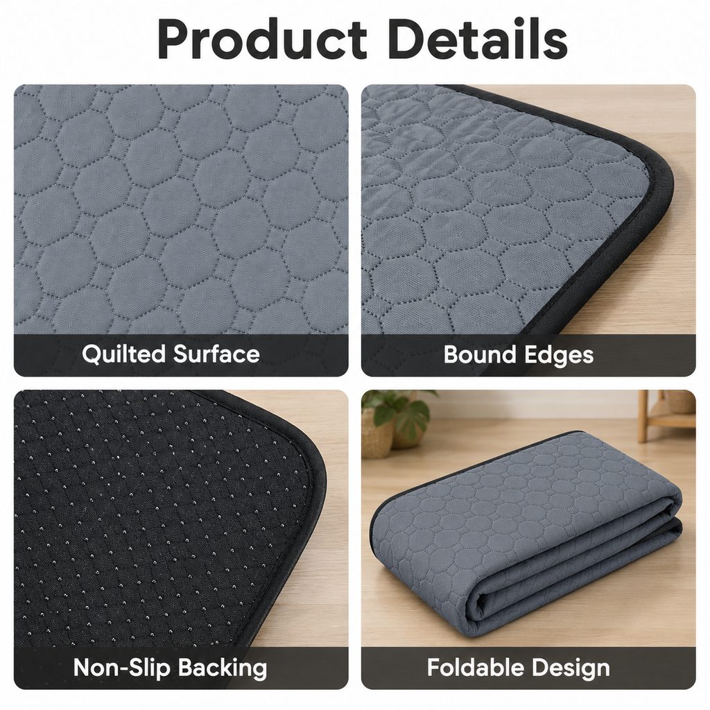 Ortekor Reusable Washable Pet Pee Pad for Cats & Dogs - Absorbent Non-Slip Floor Mat for Indoor Potty Training, Playpens & Crates