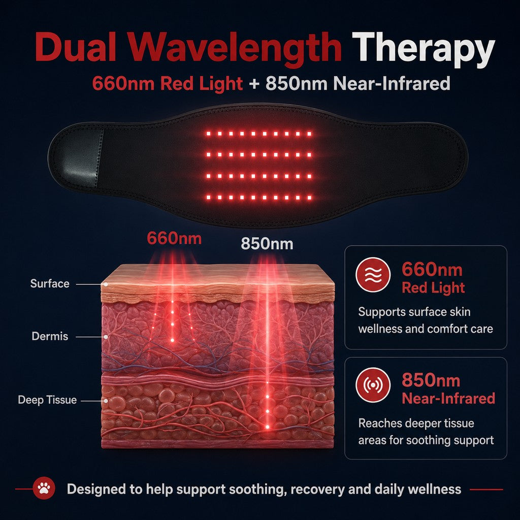 Ortekor Pet Red Light Therapy Belt for Dogs & Cats Neck, Waist & Abdomen Comfort Wrap